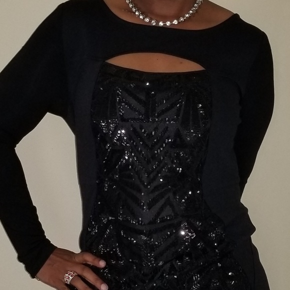 NWT Lane Bryant Black Sequin Dress - Picture 2 of 6